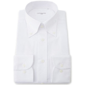 【JOHN PEARSE White】【形態安定】ボタンダウンドレスシャツ/ホワイト×ドビーツイル/Oil guard