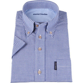 【stanley blacker】【半袖】ボタンダウンシャツ/ネイビー＆ホワイト×ギンガムチェック