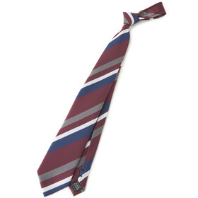 【JOHN PEARSE White】ウォッシャブル/ストライプ柄ネクタイ/8.0㎝幅/ワイン×ネイビー＆グレー＆ホワイト