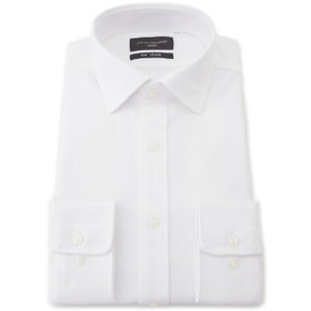 【JOHN PEARSE Black】【ノーアイロン】ワイドカラーワイシャツ/ホワイト×ドビー/ULTRA MOVE「ニット素材」「ノーアイロン」「ストレッチ」「高通気性」