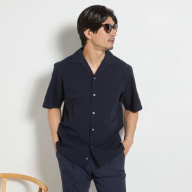 【stanley blacker new york】【半袖】シアサッカーツーウェイシャツ/ネイビー