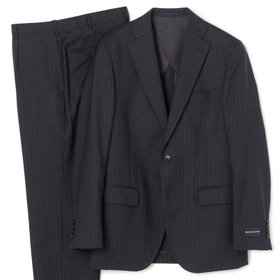 【JOHN PEARSE Comfort】【秋冬】2釦シングルスーツ ショートタック/ネイビー×ジョーゼットストライプ /REAL NAVY /NEW ZEALAND WOOL/※裾上げ必要