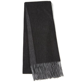 新品タグ付き　イッセイミヤケ　カシミヤ100%マフラー　黒　フリンジ付き カシミヤ100%マフラー/ブラック+ブラウン/ウォッシャブル/29.5cm×175cm