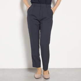 【Diana】【春夏】1タックパンツ/ネイビー/ウエストシャーリング/ウォッシャブル＆ストレッチ/裾上げ済仕様