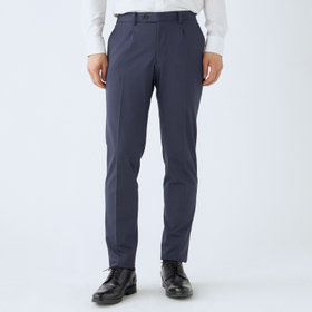 【JOHN PEARSE comfort navy】【春夏】機能性ポリエステル 1タックパンツ/ネイビー/ウエストシャーリング仕様/ULTRA MOVE/RIRANCHA※裾上げ必要