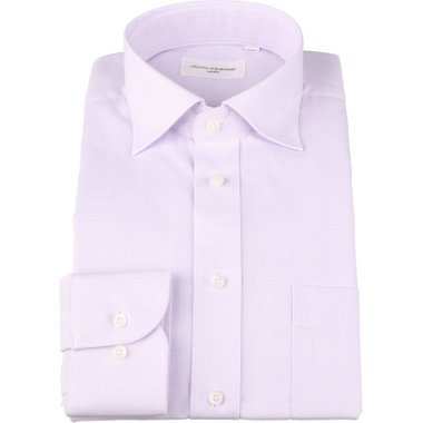 【WEB限定/OUTLET/汚れ・キズ等有】【JOHN PEARSE White】【形態安定】ワイドカラードレスシャツ/パープル×ドビー/Oil guard