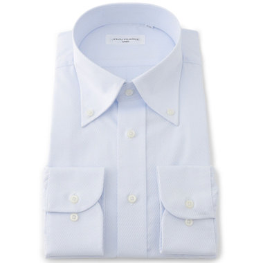 【JOHN PEARSE White】【形態安定】ボタンダウンドレスシャツ/サックス×ドビーツイル/Oil guard