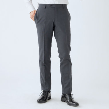 【JOHN PEARSE Black SELECT LINE】【春夏】ポリエステル 0タックパンツ/グレー/ウォッシャブル/※裾上げ必要