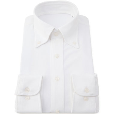 【軽涼】【JOHN PEARSE comfort navy】ボタンダウンカラーワイシャツ/ホワイト×ドビー/ULTRA LIGHT SPEC/ULTRA MOVE「ニット素材」「ノーアイロン」「ストレッチ」「高通気性」