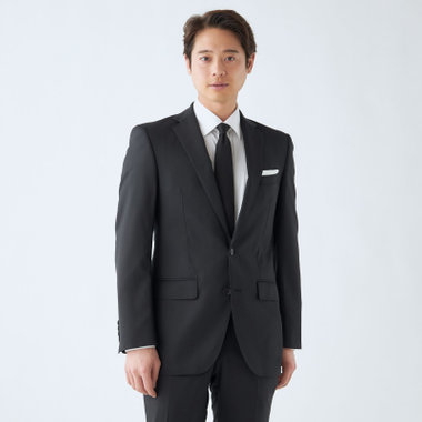 【JOHN PEARSE Black SELECT LINE】【年間】2釦シングルスーツ 0タック/ネイビー×ソリッド/NEW ZEALAND LIMITED WOOL/REAL NAVY COLLECTION/※裾上げ必要