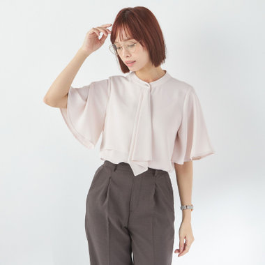 【NATURAL BEAUTY】フレアスリーブボウタイブラウス/ピンク