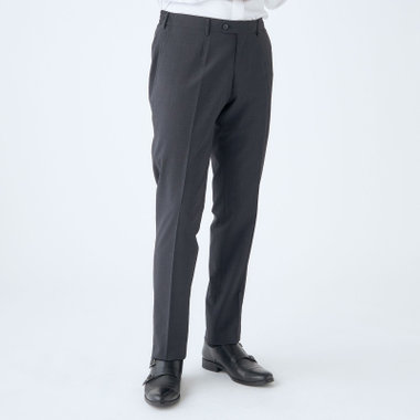 【JOHN PEARSE comfort】【春夏】ポリエステル ショートタックパンツ/グレー×チェック/ウエストシャーリング仕様/※裾上げ必要