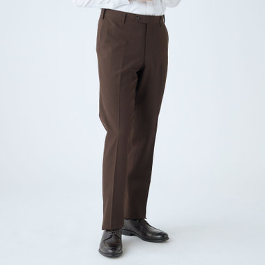 【JOHN PEARSE Black SELECT LINE】【春夏】機能性ポリエステル 0タックパンツ/ブラウン/ウエストムーブ仕様/ULTRA MOVE/※裾上げ必要