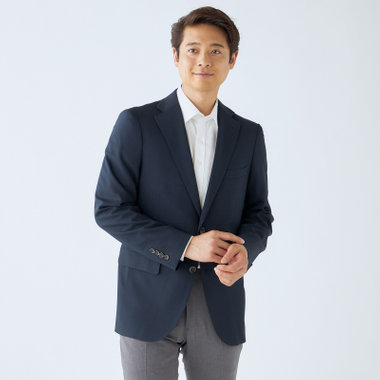 【JOHN PEARSE comfort navy】【春夏】機能性ポリエステル素材 2釦シングルジャケット/ネイビー/ULTRA MOVE/BREATH EFFECT AIR/ウォッシャブル