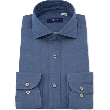 【WEB限定/OUTLET/汚れ・キズ等有】【JOHN PEARSE comfort navy】ホリゾンタルワイドワイシャツ/ブルー
