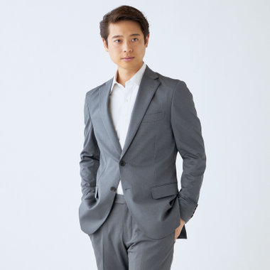 【JOHN PEARSE comfort navy】【春夏】機能性ポリエステル素材 2釦シングルジャケット/グレー/ULTRA MOVE/RIRANCHA/ウォッシャブル