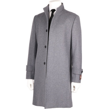 【GiGaTex】ウールブレンドスタンドカラーコート/グレー