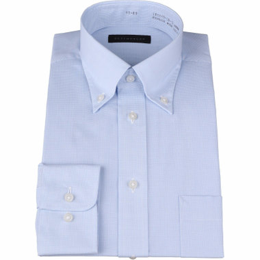 【WEB限定/OUTLET/汚れ・キズ等有】【DUKEMORGAN】【形態安定】ボタンダウンワイシャツ/ブルー＆ホワイト×チェック