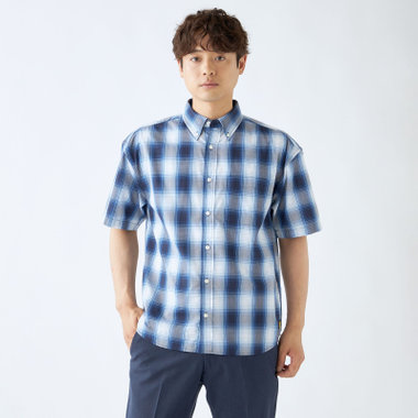 LYLE&SCOTT】【半袖】ボタンダウンカジュアルシャツ/ネイビー 