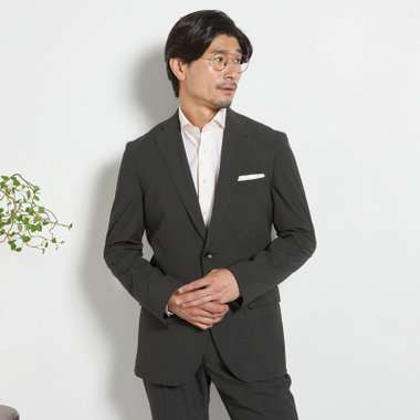【JOHN PEARSE comfort】【春夏】2釦シングルスーツ ショートタック/カーキ×チェック/ULTRA MOVE/TRABEST/ウエストムーブ仕様/ウォッシャブル/ストレッチ/※裾上げ必要