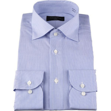 【Donato Vinci Italy Uomo】【形態安定】ワイドカラードレスワイシャツ/ブルー×ストライプ
