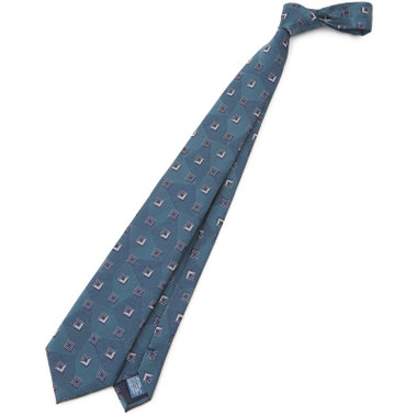 【JOHN PEARSE White】シルクポリエステル小紋柄ネクタイ8.0cm幅/グリーン