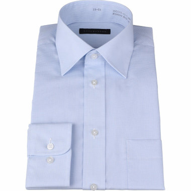 【WEB限定/OUTLET/汚れ・キズ等有】【DUKEMORGAN】【形態安定】ワイドカラーワイシャツ/ブルー＆ホワイト×チェック