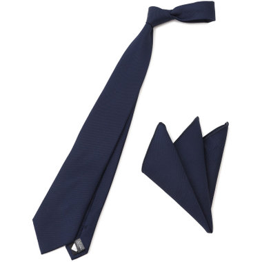 【イージーパーソナルカラータイ】【KANSAIMAN collection】シルクネクタイ＆ポケットチーフ付き/8.0㎝/冬 ネイビー