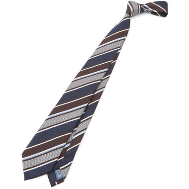 【JOHN PEARSE White】シルクポリエステルストライプ柄ネクタイ/8.0㎝幅/ネイビー