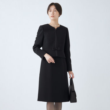 【BIEN BELLE】【年間】【ストレッチ】ノーカラーサテン使いアンサンブルレディースフォーマル