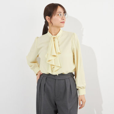 【NATURAL BEAUTY】フリルリボンブラウス/イエロー