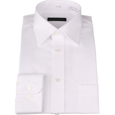 【WEB限定/OUTLET/汚れ・キズ等有】【DUKEMORGAN】【形態安定】ワイドカラーワイシャツ/ホワイト×ドビーツイル