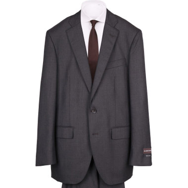 【JOHN PEARSE Black SELECT LINE】【秋冬】2釦シングルスーツ 0タック/ブラウン×チェック/NEW ZEALAND LIMITED WOOL/REAL BROWN COLLECTION