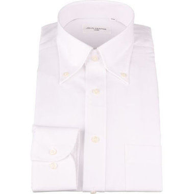 【WEB限定/OUTLET/汚れ・キズ等有】【JOHN PEARSE White】【形態安定】ボタンダウンドレスシャツ/ホワイト×ドビーツイル/Oil guard