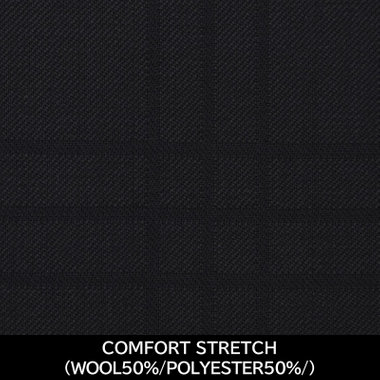 【パターンオーダー】【JOHN PEARSE comfort 3釦段返り】【秋冬】スーツ/COMFORT STRETCH/ネイビー×チェック(WOOL50% POLYESTER50%)