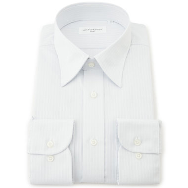 【JOHN PEARSE White】【形態安定】レギュラーカラードレスシャツ/グレー×ドビーストライプ/Oil guard