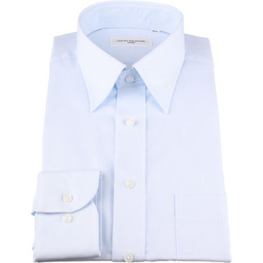 【WEB限定/OUTLET/汚れ・キズ等有】【JOHN PEARSE White】【形態安定】レギュラーカラードレスシャツ/ブルー×ドビーツイル/Oil guard