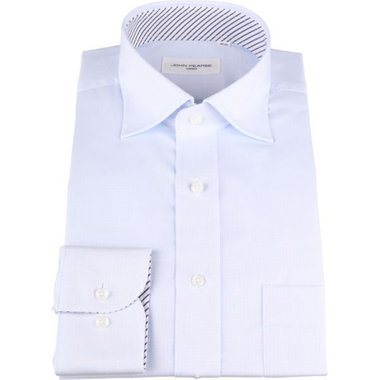 【WEB限定/OUTLET/汚れ・キズ等有】【JOHN PEARSE White】【形態安定】ワイドカラードレスシャツ/ブルー×ドビー/Oil guard