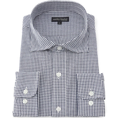 【stanley blacker new york】【長袖】シアサッカーストライプボタンダウンシャツ/ブルー
