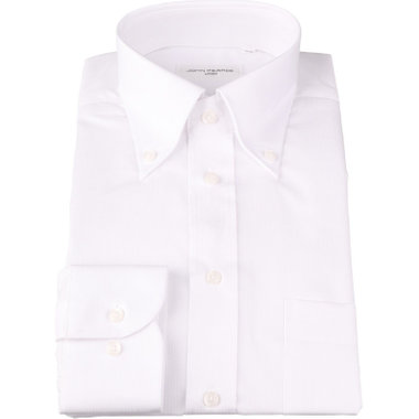 【WEB限定/OUTLET/汚れ・キズ等有】【JOHN PEARSE White】【形態安定】ボタンダウンドレスシャツ/ホワイト×ドビーストライプ/Oil guard
