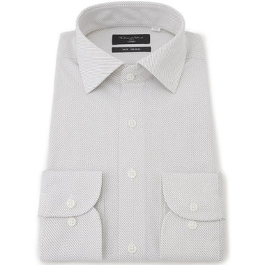 【Donato Vinci Italy Uomo】【ノーアイロン】ワイドカラーワイシャツ/ベージュ×ドビー/ULTRA MOVE/オイルガード/ニット素材