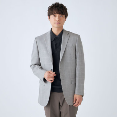 【Donato Vinci Italy】【春夏】ウールリネンブレンド2釦シングルジャケット/グレー/NEW ZEALAND WOOL MIX