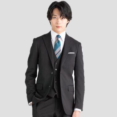 【JOHN PEARSE comfort】【年間】2釦シングルスーツ ショートタック/ブラック×ソリッド/ULTRA MOVE/TRABEST/※裾上げ必要※ベストは別売りです