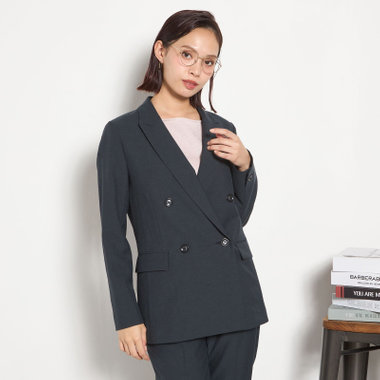 【Diana】【春夏】4釦2掛けダブルジャケット/ネイビー/ウォッシャブル＆ストレッチ