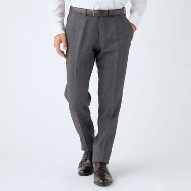 【JOHN PEARSE comfort】【秋冬】機能性ポリエステル ショートタックパンツ/グレー×シャドーチェック/ウエストシャーリング仕様/ULTRA MOVE/RIRANCHA/※裾上げ必要