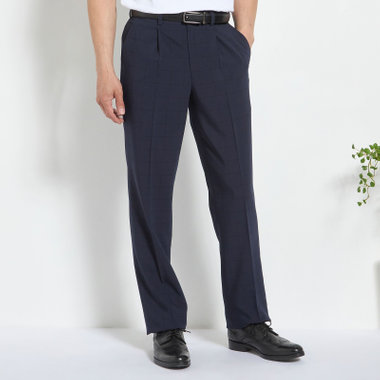 【JOHN PEARSE White】【春夏】1タックパンツ/ネイビー×ウィンドペン/※裾上げ必要