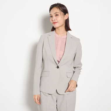  【Diana】【春夏】1釦シングルジャケット/グレー×しわ加工麻調合繊/ウォッシャブル＆ストレッチ