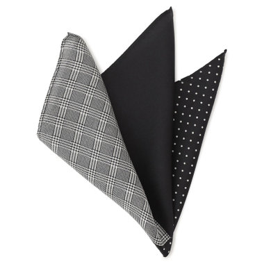 シルク4面ポケットチーフ/ブラック