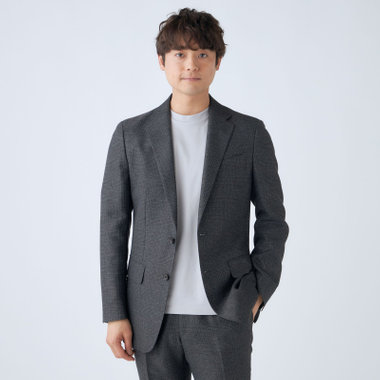 【JOHN PEARSE comfort navy】【春夏】2釦シングルジャケット/グレー×チェック/ULTRA MOVE/RIRANCHA/ウォッシャブル
