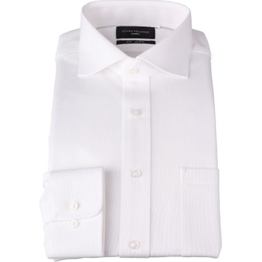 【WEB限定/OUTLET/汚れ・キズ等有】【JOHN PEARSE Black】【ノーアイロン】ホリゾンタルワイドカラードレスワイシャツ/ホワイト×ドビー/ULTRA MOVE/ニット素材